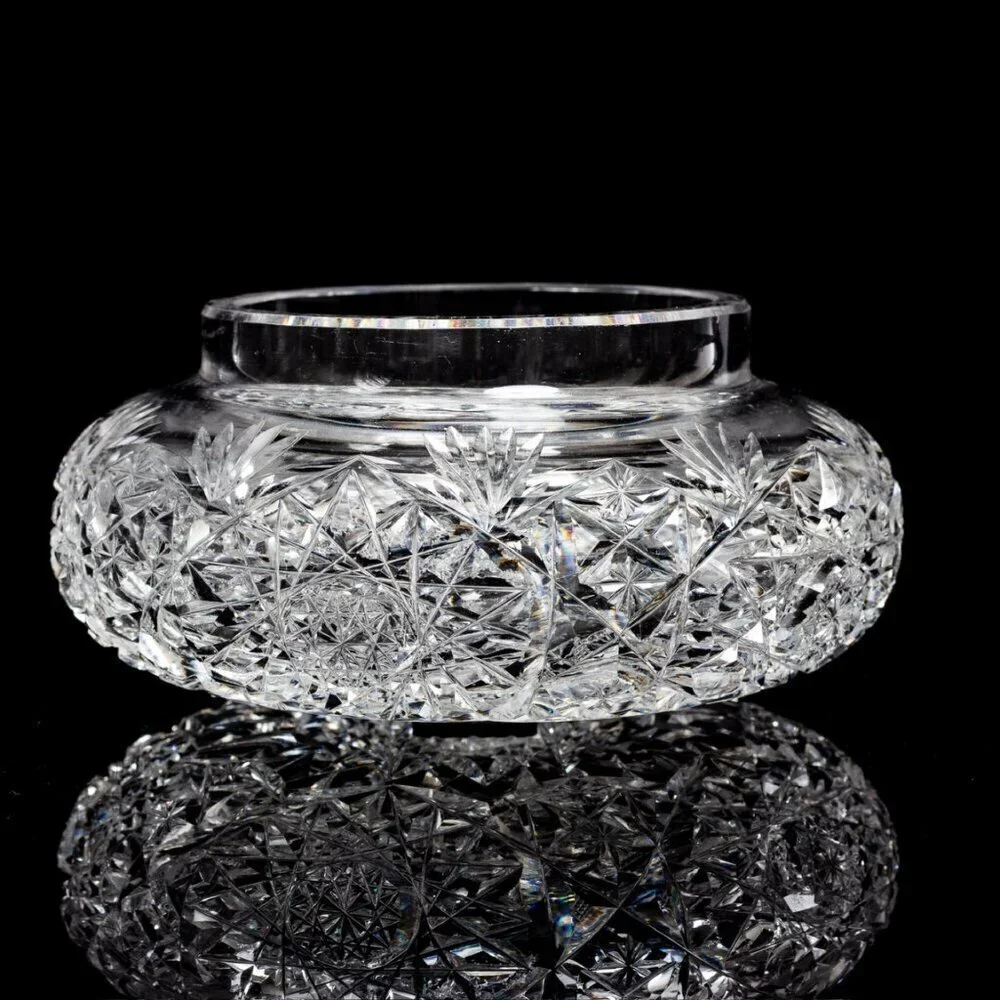 American Brilliant Cut Crystal Vanity Jar | Antique Collectible | Crystal Powder